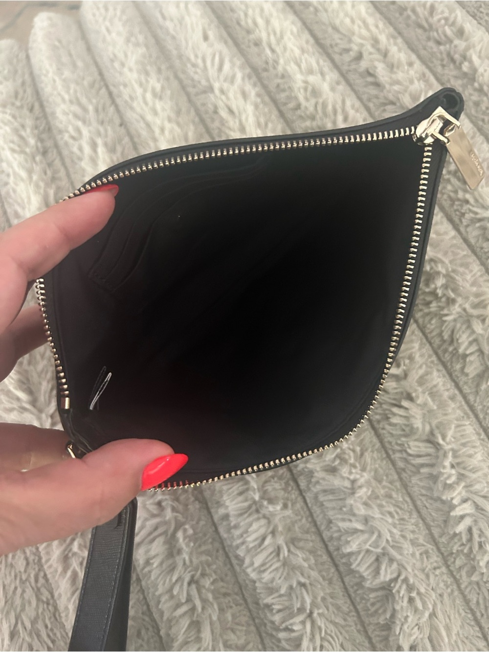 Kate Spade New York Bunny Martini Novelty Black Saffiano Leather Wristlet Clutch - Picture 3 of 5